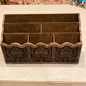 1970’s LERNER faux wood plastic desktop organizer.